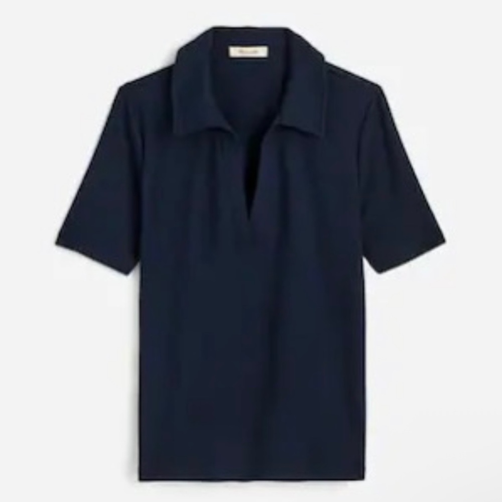 Madewell Drapey Rib Short-Sleeve Polo Top